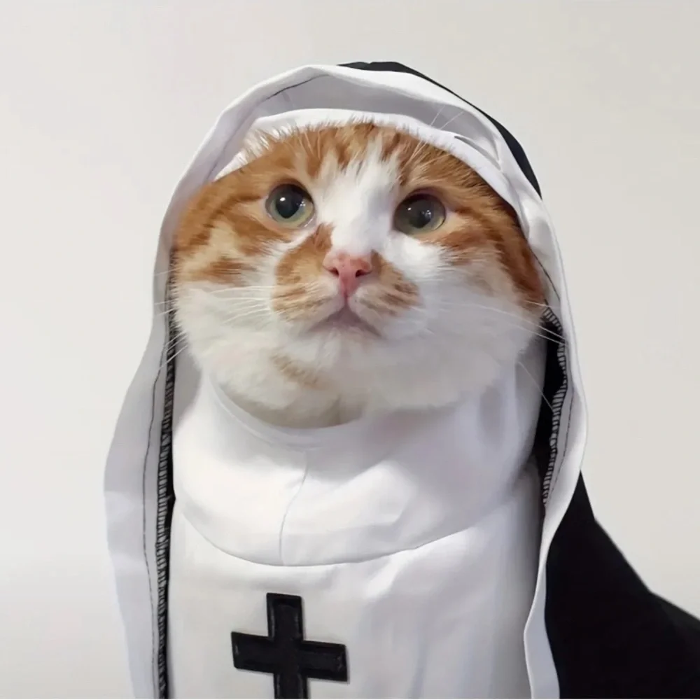{NEW} Funny Pet Nun Costume for Cats & Small Dogs